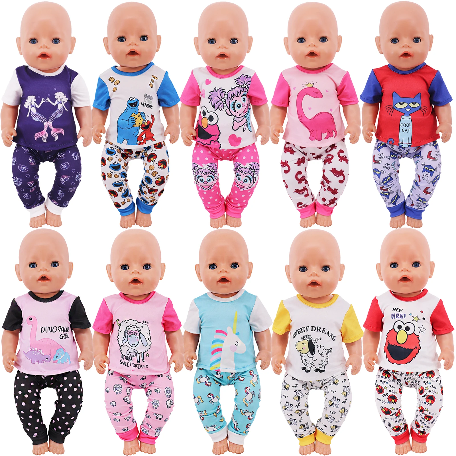 Cute Cartoon Home SUIT  For 18 Inch American &amp; 43 Cm Baby New Born Dolls - $11.08+