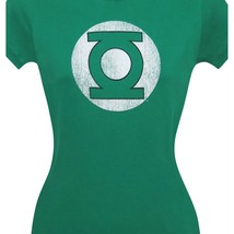 Green Lantern Dark Green Distressed Symbol Women&#39;s T-Shirt Green - £22.82 GBP