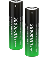 2 Pack 3.7 Volt 18650 Rechargeable Batteries High Capacity 9900 mAh - $361.56 MXN