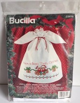 Bucilla stamped cross stitch kit 3319 Have a Beary Merry Christmas angel new - $13.86