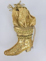 Department 56 Christmas Ornament Victorian Boot Gold  NWT Vintage 1990s - $8.45