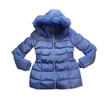 Guess medium blue fur lined hood puffer belted winter jacket - $45.00