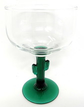Cactus Margarita Glass 8 oz 6&quot; Tall 3&quot; Across Top Green Saguaro Clear Stemware - £11.71 GBP