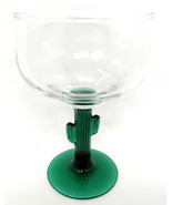 Cactus Margarita Glass 8 oz 6&quot; Tall 3&quot; Across Top Green Saguaro Clear St... - £11.67 GBP