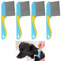 4 Pet Comb Stainless Steel Detangle Dog Cat Hair Flea Brush Metal Grooming Rake - £19.97 GBP