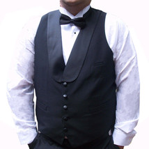 Mens Black Tuxedo Vest with Satin Shawl Collar - £16.01 GBP