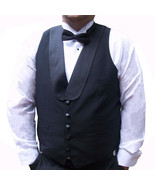 Mens Black Tuxedo Vest with Satin Shawl Collar - £15.62 GBP