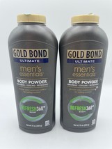 2 Gold Bond Men&#39;s Essentials Talc Body Powder 10 oz Refresh 360 Scent Rare Bs221 - £26.89 GBP