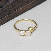 Transparente 2 Piedra Real Nariz Anillo Aro 14k Oro Amarillo Joyería Piercing - £24.86 GBP