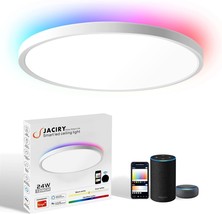 Smart Wifi Led Ceiling Light, Jaciry 24W 12 Inches Rgb Flush Mount Ceiling Light - £34.53 GBP