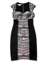 Boston Proper Black Lace Print Colorblock Scuba Stretch Sheath Dress 4 - £7.78 GBP