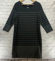 Hilary Radley Dress Womens Sz L Black Gray Striped Pullover Sweater-Dres... - $30.73