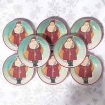 Father Christmas Set Of 8 Salad Plates By Block Victorian Village Santa 1995 Vtg - $59.61