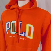 Polo Ralph Lauren Men 67 The RL Fleece Rainbow Logo ORANGE Hoodie Sz M - £65.55 GBP