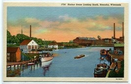 Harbor Scene Looking South Kenosha Wisconsin linen postcard - £4.73 GBP