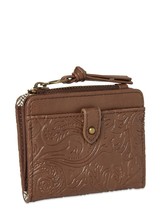 Time And Tru Women&#39;s Julia Mini Wallet Brown Embossed Flowers CC Holder ... - £7.50 GBP