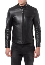 New Men&#39;s Genuine Lambskin Leather Jacket Black Slim Fit Motorcycle Jacket MJ132 - £93.90 GBP