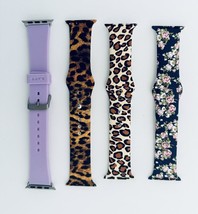 Apple Watch Bands 38/40 mm Lot of Four Floral Animal Print Lavendar Silicone - £19.23 GBP