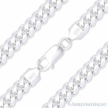 7mm Miami Cuban / Curb Link Italian Men&#39;s Chain Bracelet in .925 Sterling Silver - £69.23 GBP+