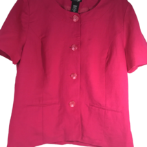 East 5th Size L Hot Pink Linen Rayon Button Down Lined Jacket Blouse Top - £21.10 GBP