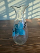 Vintage Anchor Hocking Hand Painted 6 1/2&quot; Vase Flared Ruffle Top - £7.56 GBP