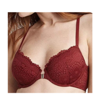 NEW Womens Auden Ace Demi Racerback Bra berry red wine lace sz 32C padded pushup - £6.68 GBP