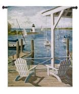 40x53 LIGHTHOUSE VIEW Ocean Coastal Sailboat Tapestry Wall Hanging - $168.30