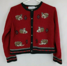 Vintage Sharon Young Sportswear Traveling Puppy Dogs Sweater Size Medium - $16.48