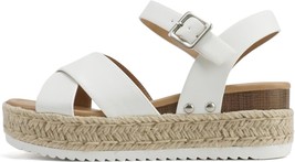 Women Round Toe Crisscross Band  Sandal with Adjustable Ankle Strap - £58.97 GBP