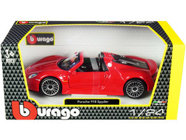 Porsche 918 Spyder Convertible Red 1/24 Diecast Car Bburago - $36.51