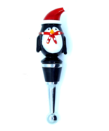 Pier 1 Imports Christmas 4.5&quot; Glass Penguin Wine Bottle Stopper Santa Hat - £4.63 GBP