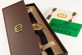 Gucci Femmes Plaqué Or Montre Quartz Avec Original Boîte Étui #284 - $524.69