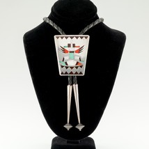 Stupefacente! Zuni Aquila Danzatrice Argento Sterling &amp; Intarsio Bolo Ti... - $1,481.31