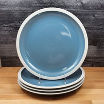 Mainstays Salad Bread or Dessert Plate Set of 4 in Blue With White Trim 8 Inch - £22.28 GBP