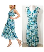 Taylor Metallic Floral Printed Smocked Waist Midi Dress Size 10 (large) ... - £34.31 GBP