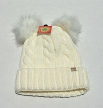 Winter Warm Knitted Soft Faux Fur Double Pom Pom Beanie Hat with Plush Lining #C - £10.46 GBP
