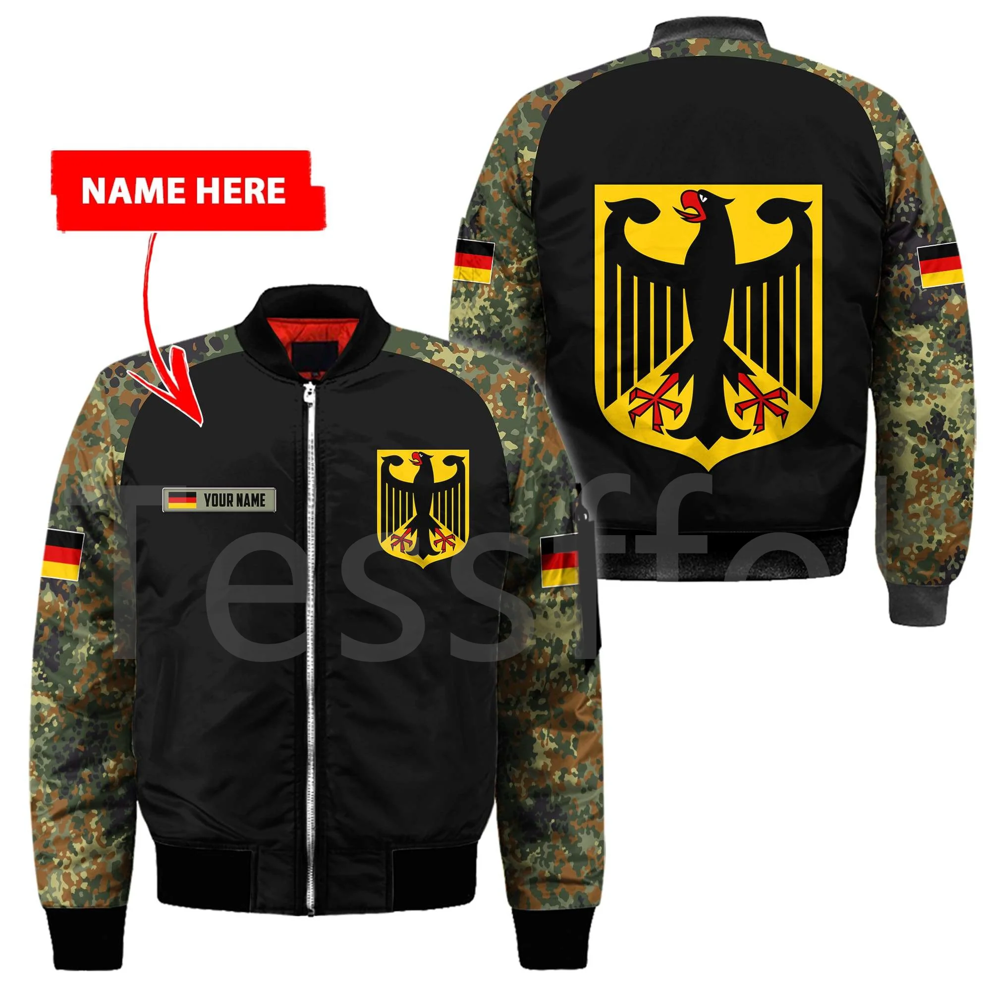 Tessffel New Germany Deutsch Country Flag Colorful 3DPrint Streetwear Funny Warm - $211.63