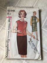 VTG Simplicity Original Pattern #5198 1960 Skirt,Blouse,Blazer  Size 18 - $18.69