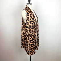 Loveu.Dear Womens Vest Small Cheetah Animal Print Waterfall Open Front Knit - $19.75