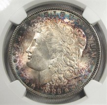 1886-P Silver Morgan Dollar NGC MS64 Coin w/ Album Toning SAM4 - $314.27