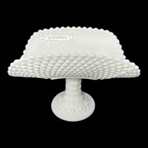 Vintage L.E. Smith Quilted Farmhouse Milk Glass Banana Boat Pedestal Diamond - £25.85 GBP