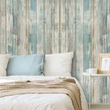 17.71&quot; X 236.2&quot; Removable Wood Wallpaper Self-Adhesive Peel And Stick - £27.17 GBP