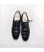 Christian Louboutin Black Brogue Patent Leather Charletta Lace Up Oxfords - $6,470.61 MXN