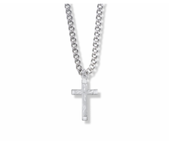 Sterling Silver Engraved Cross Necklace &amp; Chain - £64.13 GBP