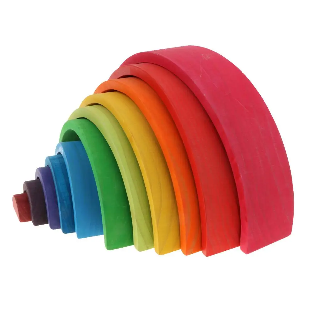 12Pcs Wooden Rainbow Stacking Blocks Game for Baby Toddler Montessori Toy - £48.01 GBP