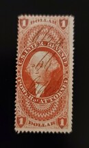 1862-71 $1 U.S. Internal Revenue Power of Attorney, George Washington, R... - $1.79