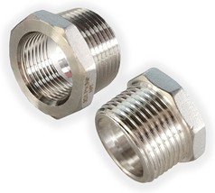 2 Pcs Reducer Hex Bushing, 304 Stainless Steel 1&quot; Male NPT to 3/4&quot; Femal... - $460.56 MXN
