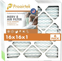 Proairtek AF16161M08SWH Model MERV 8 16x16x1 Air Filter (Pack of 6) - $84.99