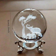 1pc 3D Laser Crystal Elephant Statue Crystal Ball Ornament, - £11.79 GBP