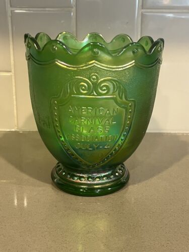 Primary image for Imperial Glass Co Green Carnival Glass 1970 ACGA Souvenir Vase MINT Indy 500